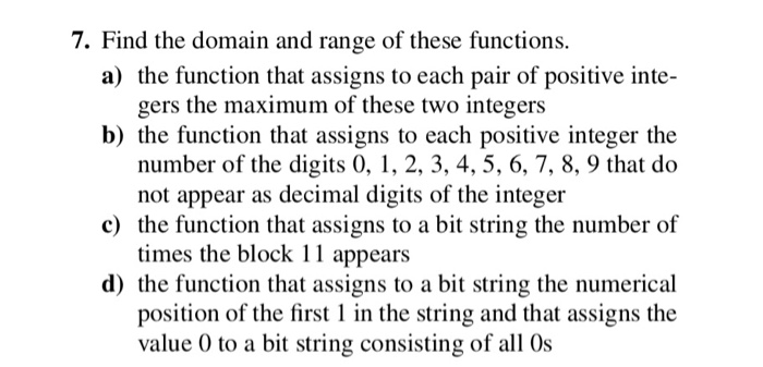 Solved 7. Find The Domain And Range Of These Functions. A) | Chegg.com