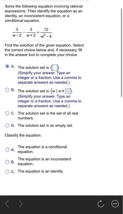 Solved Solve the following equation involving rational | Chegg.com