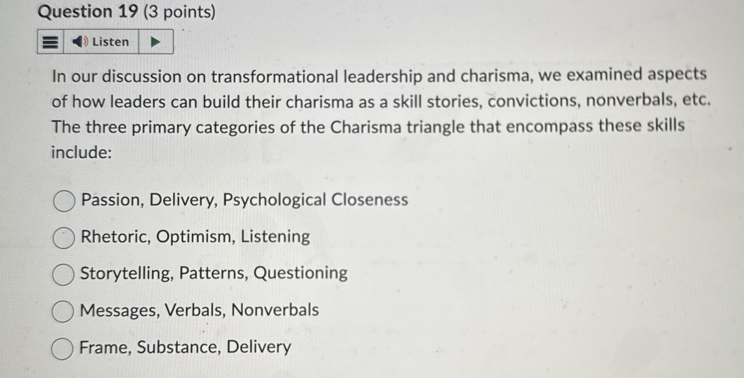 Solved Question 19 (3 ﻿points)In our discussion on | Chegg.com