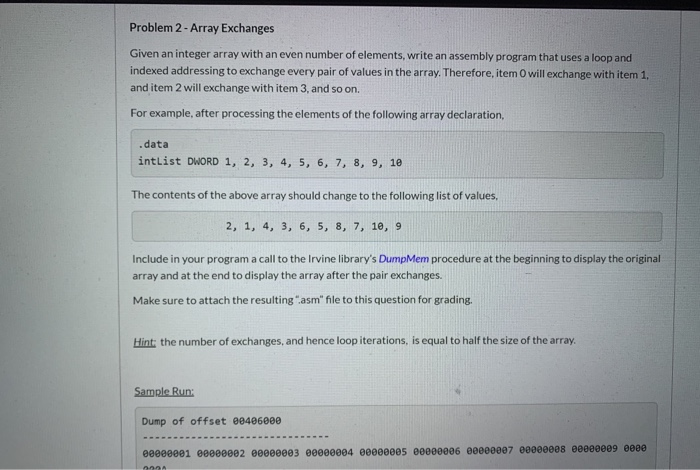 Solved Problem 2 - Array Exchanges Given an integer array | Chegg.com