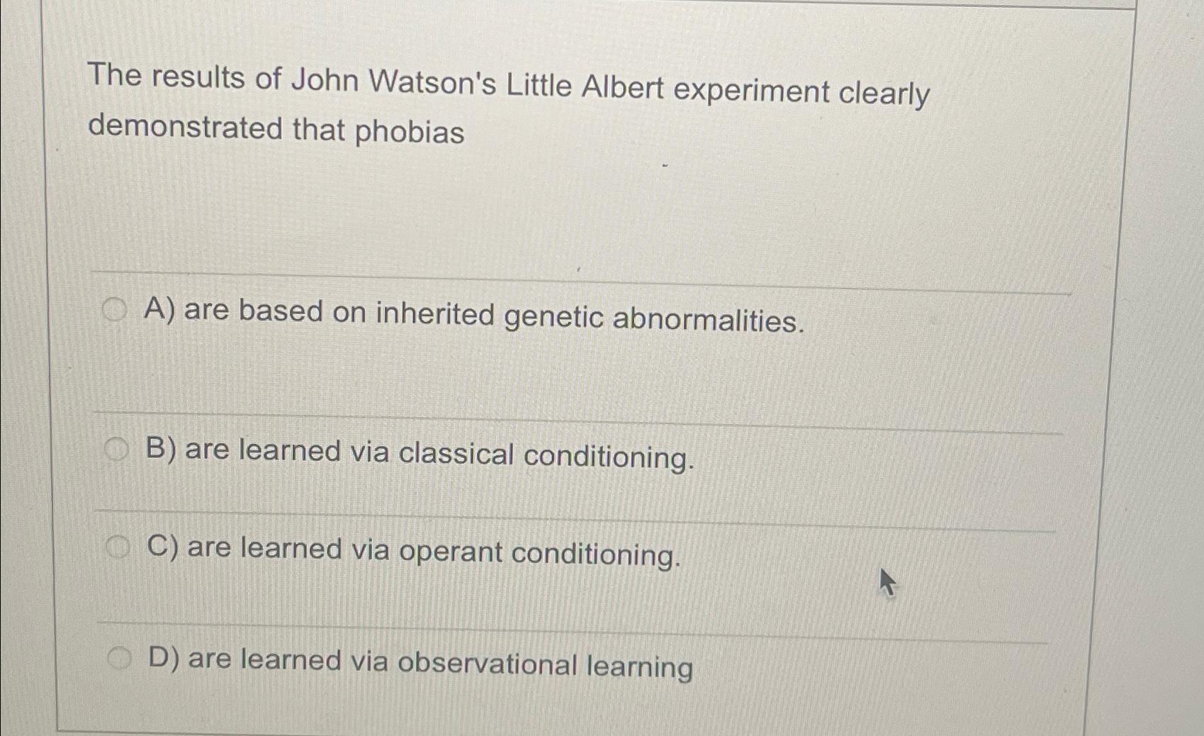 little albert experiment john b watson