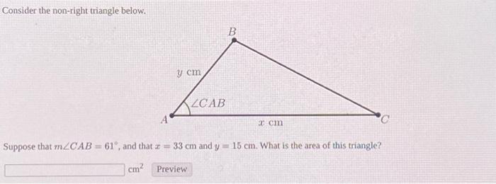 Solved 1.) Consider the non-right triangle below. Suppose | Chegg.com