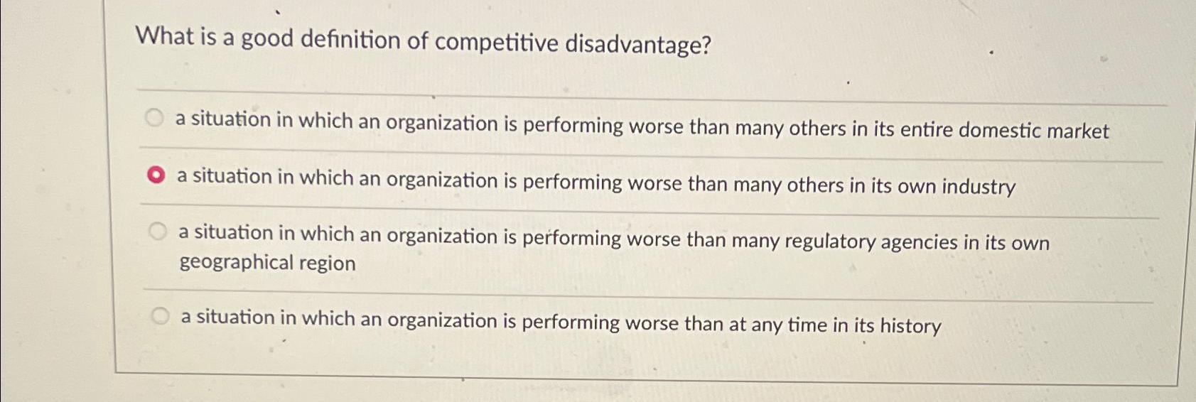 Solved What is a good definition of competitive | Chegg.com