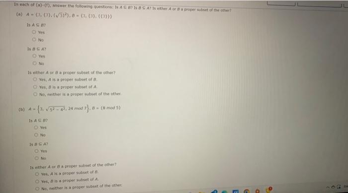 Solved In each of (a)−(f), answer the following questions: | Chegg.com