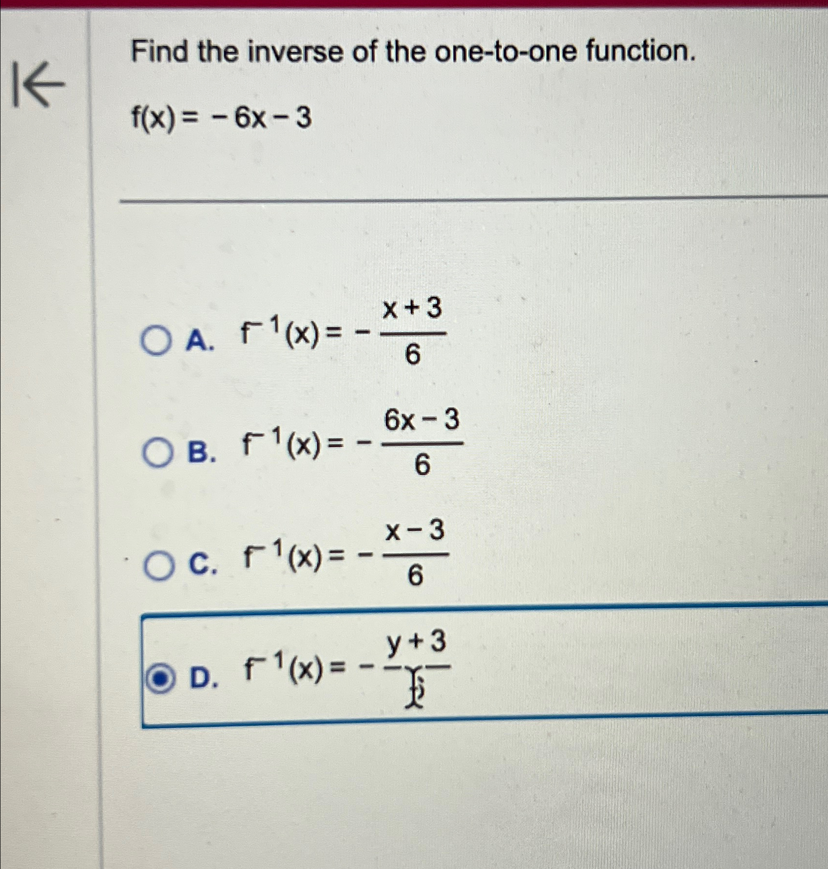 Solved Find the inverse of the one-to-one