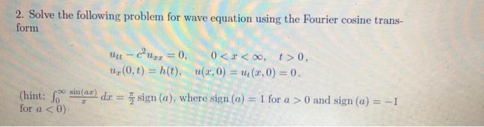 Solved 2. Solve the following problem for wave equation | Chegg.com