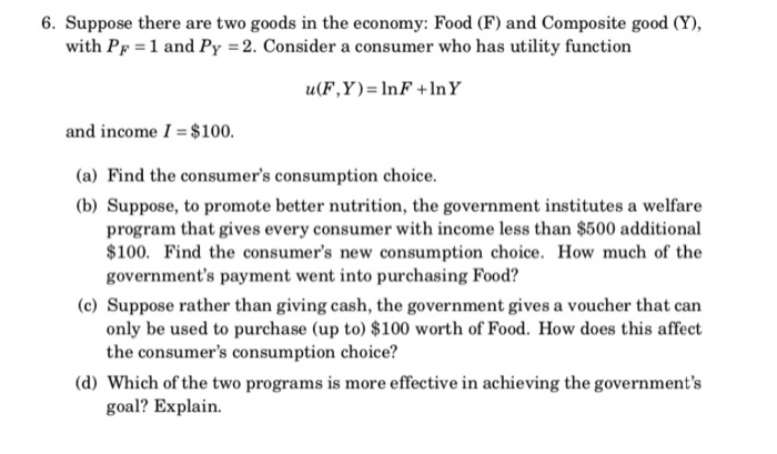 Solved 6. Suppose There Are Two Goods In The Economy: Food | Chegg.com