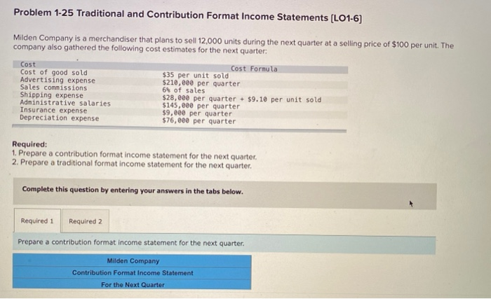 Solved Problem 1 25 Traditional And Contribution Format