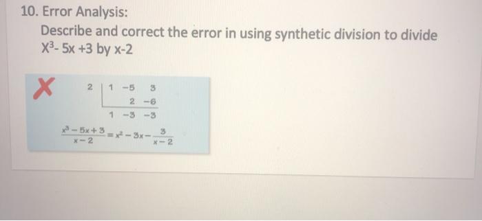 Solved 10. Error Analysis: Describe and correct the error in | Chegg.com