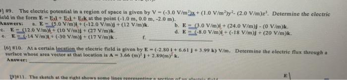 Solved ) #9. The electric potential in a region of space is | Chegg.com