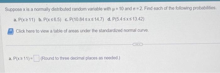 Solved Suppose x is a normally distributed random variable | Chegg.com