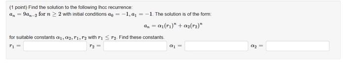 Solved (1 point) Find the solution to the following lhoc | Chegg.com