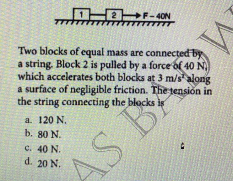 Solved Two Blocks Of Equal Mass Are Connected By A String. | Chegg.com