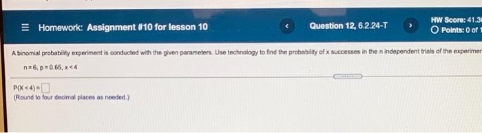 Solved Homework: Assignment #10 for lesson 10 Question 12, | Chegg.com