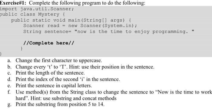 Solved Exercise#1: Complete The Following Program To Do The | Chegg.com