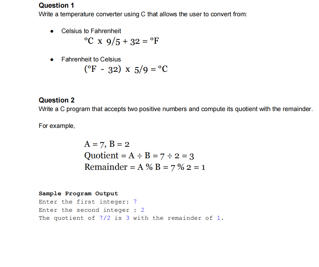 How to write a program in C to convert the given temperature from Fahrenheit  to Celsius using the formula C = (F – 32) / 1.8 - Quora