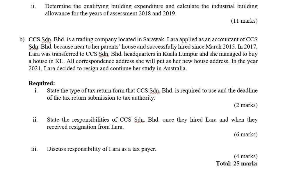 ii. Determine the qualifying building expenditure and