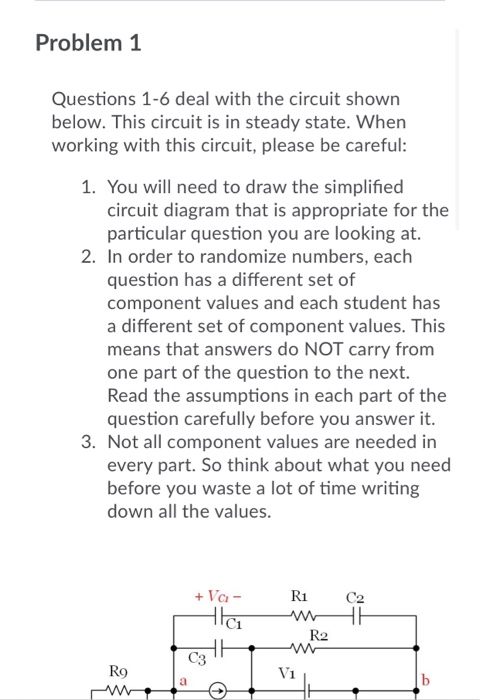 Solved Problem 1 Questions 1-6 deal with the circuit shown | Chegg.com