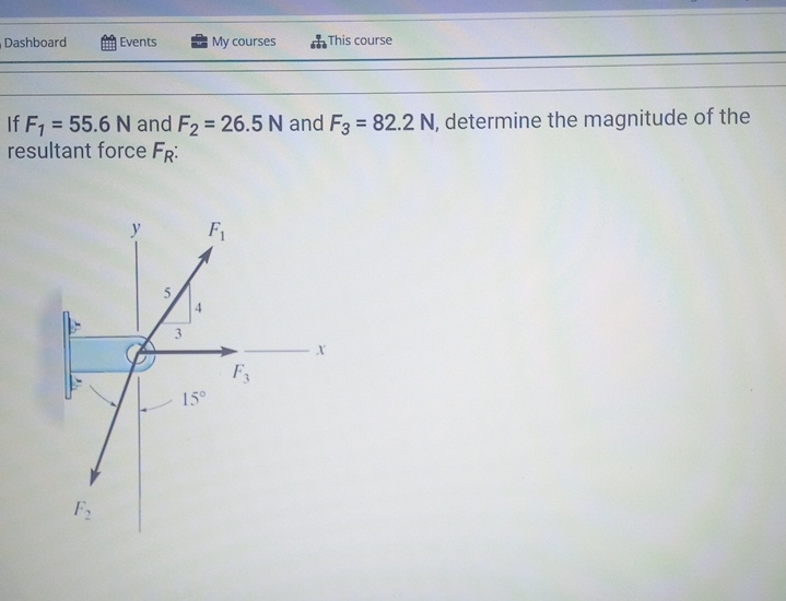 Solved DashboardEventsMy courses呆 ﻿This courseIf F1=55.6N | Chegg.com