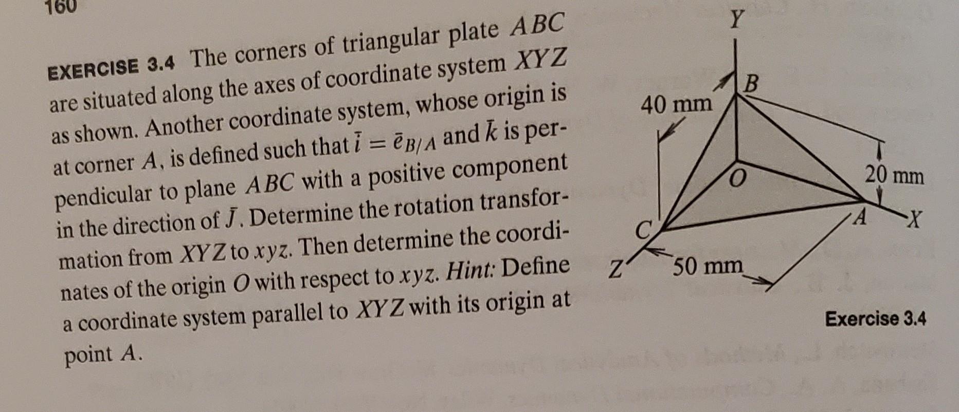 Determine rotation transformation from XYZ to xyz. | Chegg.com