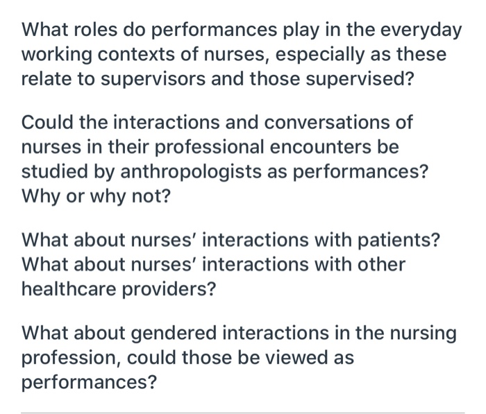 Solved What roles do performances play in the everyday | Chegg.com