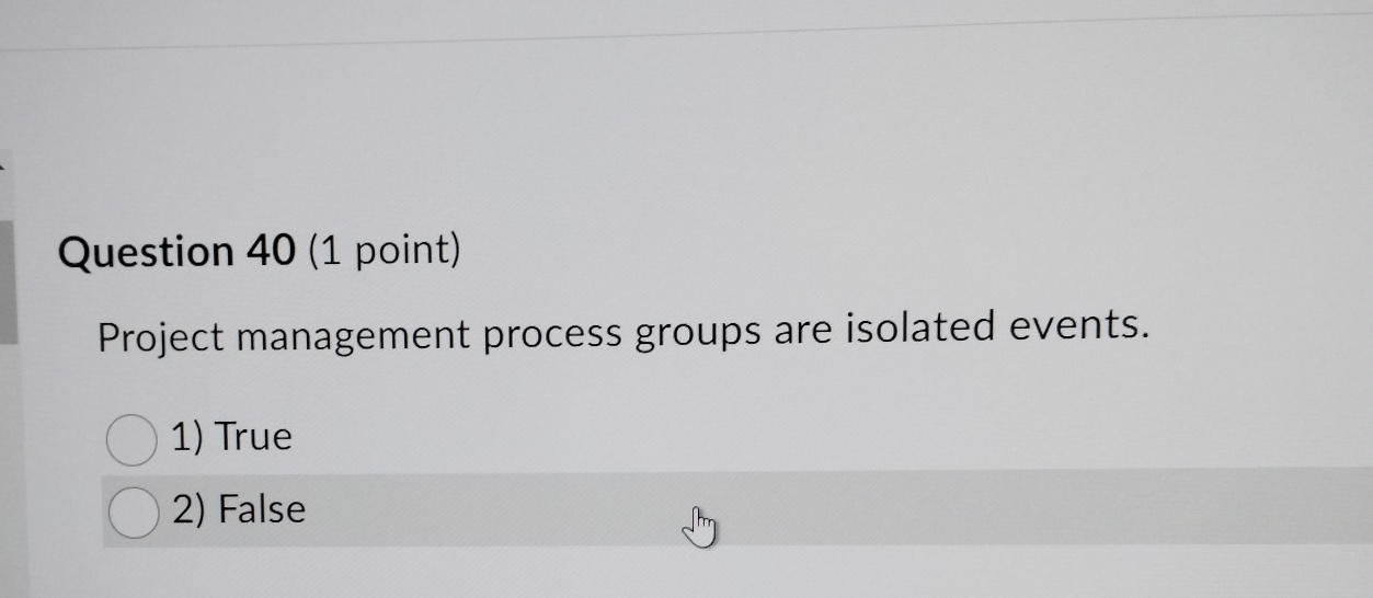 Solved Question 40 (1 ﻿point)Project Management Process | Chegg.com