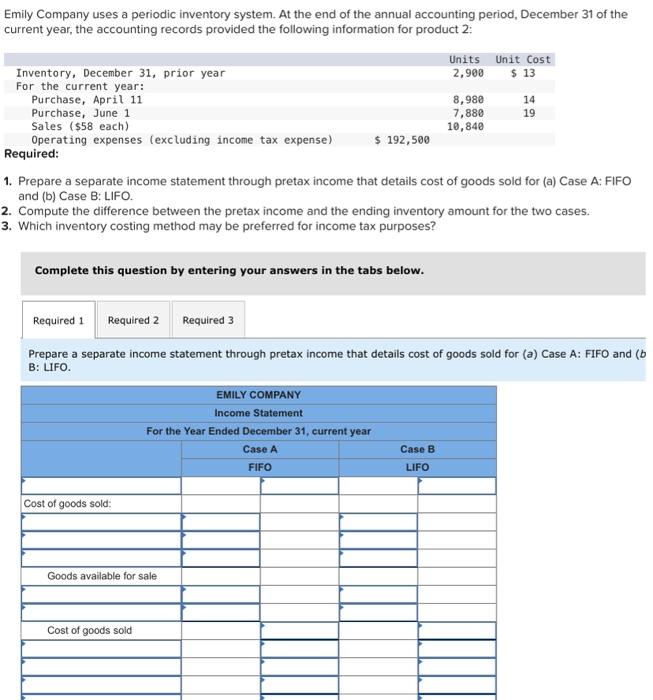 Solved Emily Company uses a periodic inventory system. At | Chegg.com