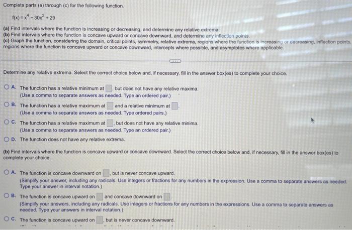Solved Complete parts (a) through (c) for the following | Chegg.com