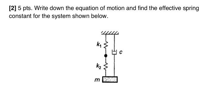 Solved [2] 5 pts. Write down the equation of motion and find | Chegg.com