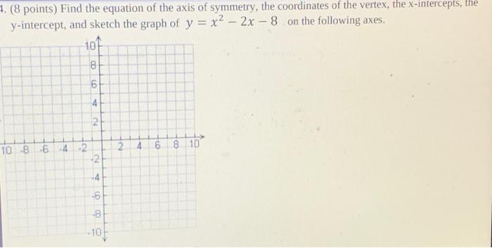 Solved 4 8 Points Find The Equation Of The Axis Of Chegg Com