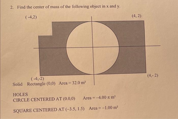 Solved 2. Find the center of mass of the following object in | Chegg.com