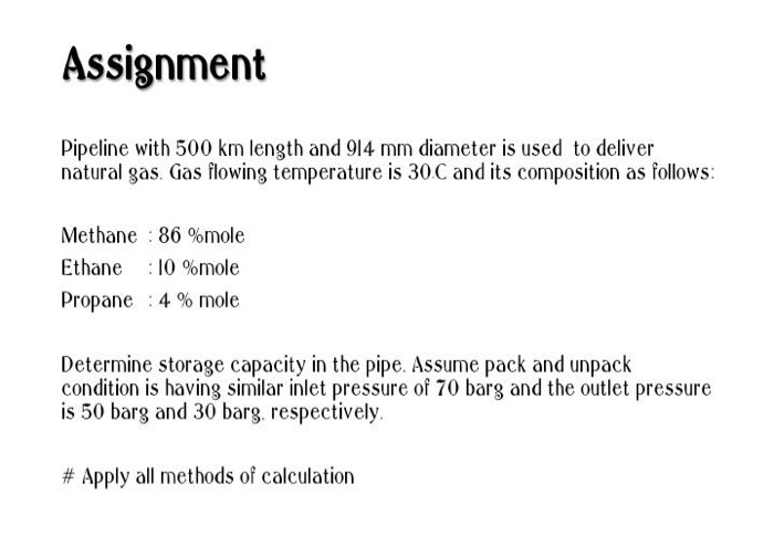 Assignment Pipeline with 500 km length and 914 mm | Chegg.com