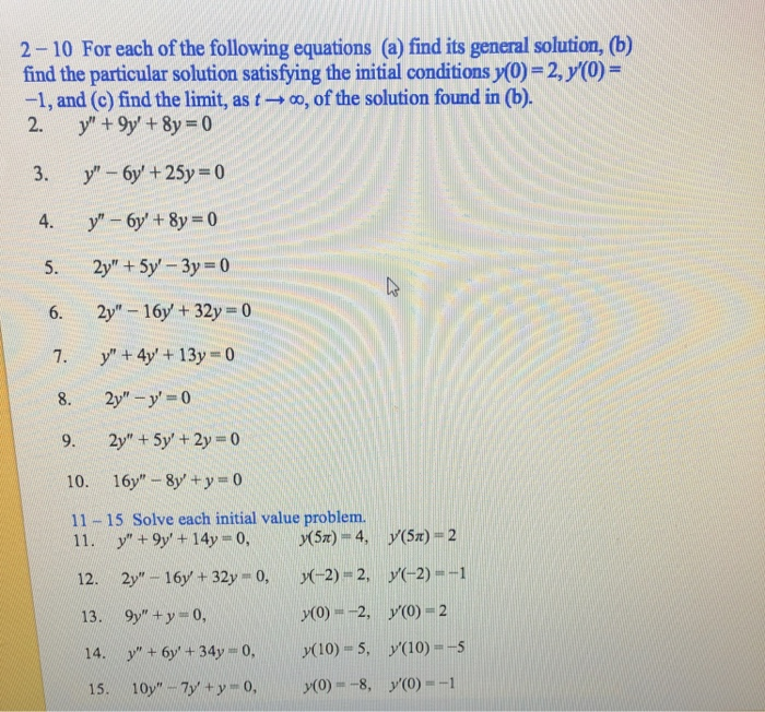 Solved 2- 10 For each of the following equations (a) find | Chegg.com