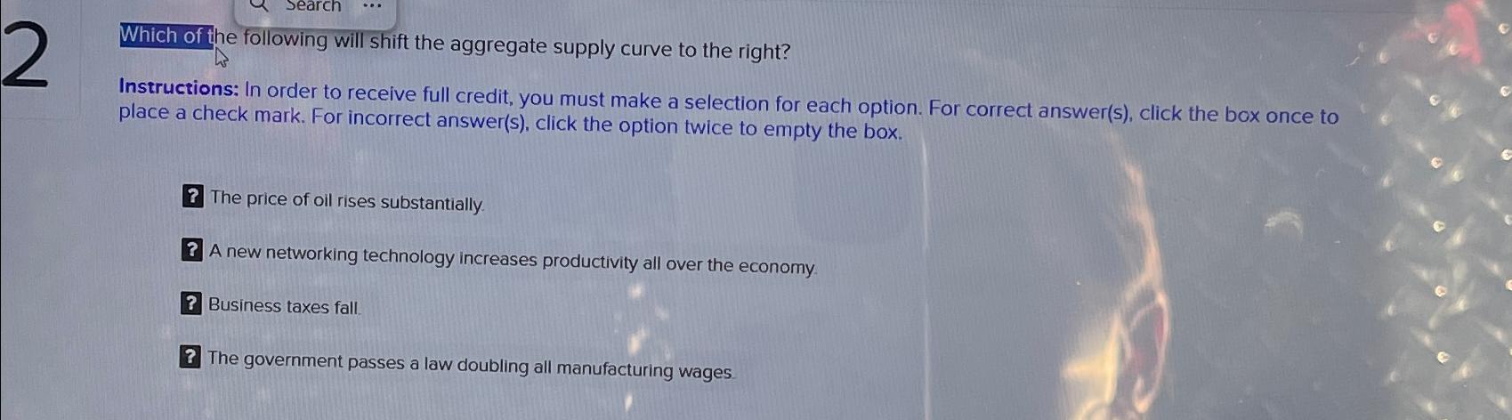 Solved Which of the following will shift the aggregate | Chegg.com