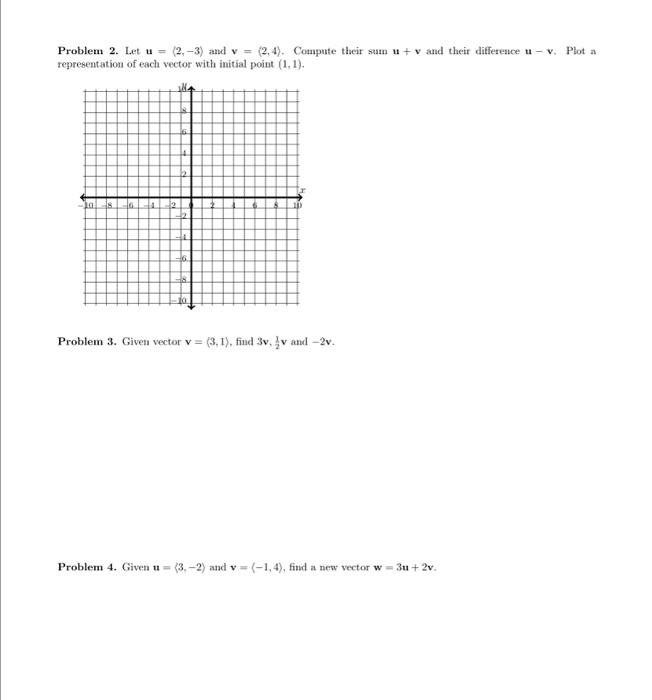 Solved Problem 2. Let u = (2, -3) and v = (2.4). Compute | Chegg.com