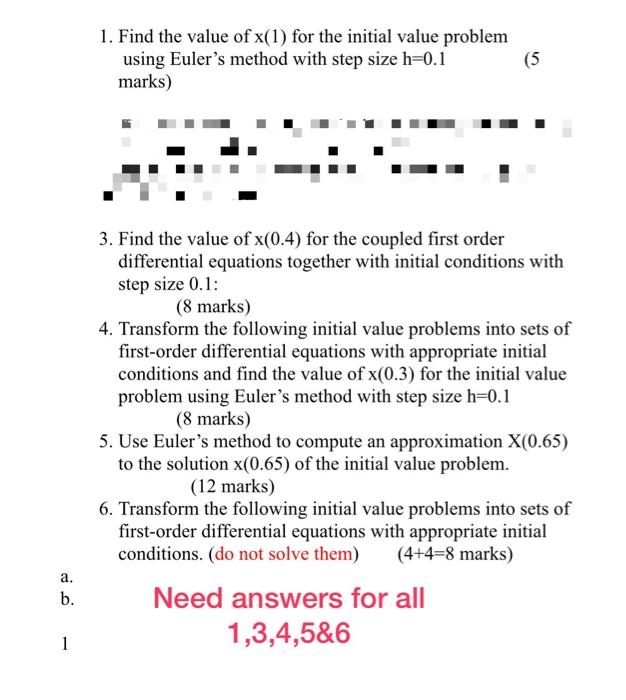 Solved 1. Find the value of x(1) for the initial value | Chegg.com