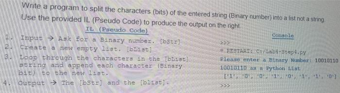 Solved write a python program to split the characters of the | Chegg.com
