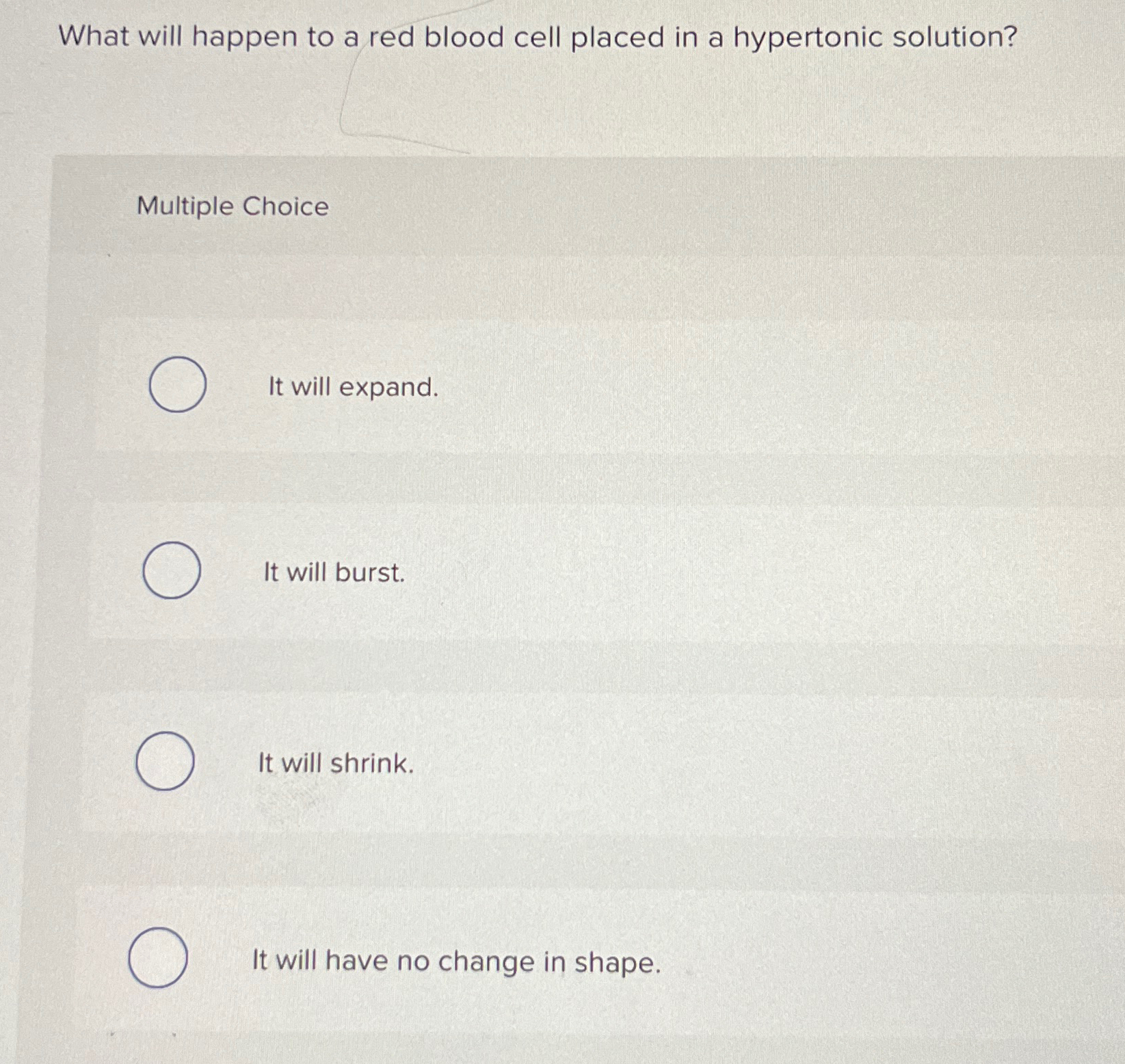 Solved What will happen to a red blood cell placed in a | Chegg.com