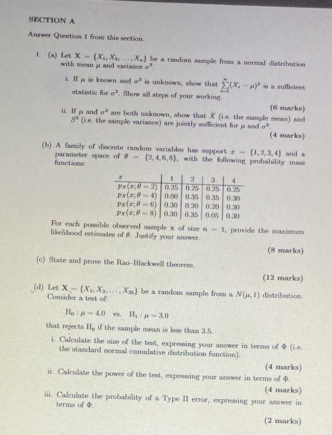 Solved SECTION A Answer Question 1 from this section. 2 1. | Chegg.com