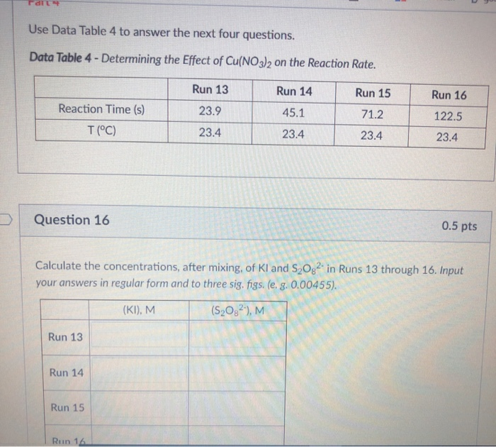 Part 1 Use Data Table 1 to answer the next four | Chegg.com