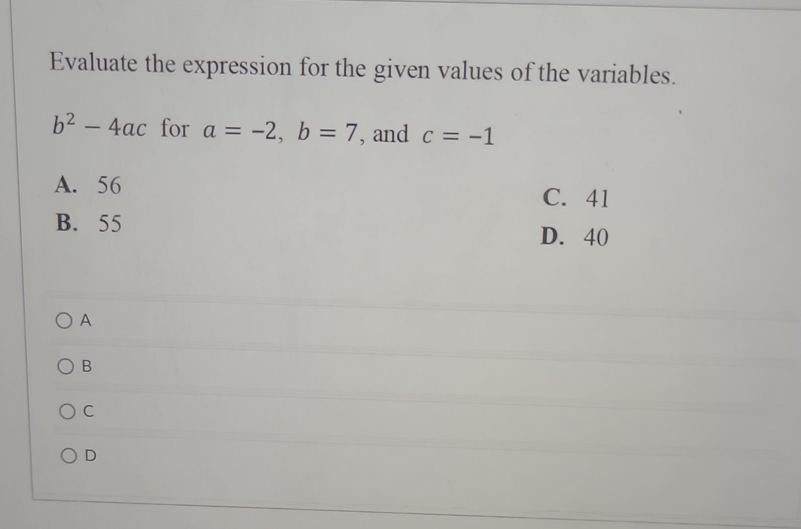 Solved Evaluate The Expression For The Given Values Of The | Chegg.com