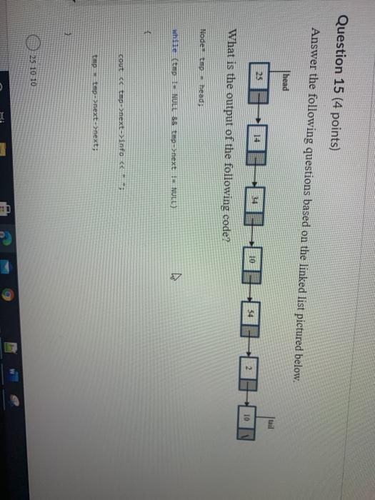 Solved Question 11 (3 points) Given the following | Chegg.com