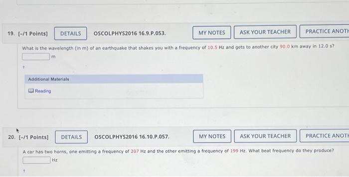 Solved 19 1 Points Details Oscolphys2016 16 9 P 053 My