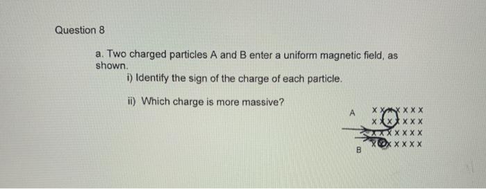 Solved Question 8 A. Two Charged Particles A And B Enter A | Chegg.com