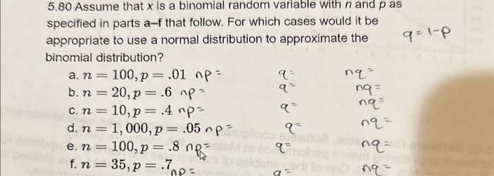 Solved 5.80 Assume that x is a binomial random variable with | Chegg.com