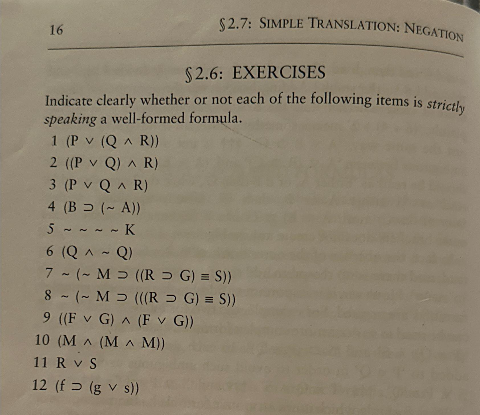 Solved 16$2.7: SiMPLE TRANSLATION: NEgATION$2.6: | Chegg.com