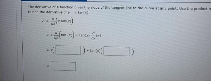 Solved The Derivative Of A Function Gives The Slope Of The Chegg Com