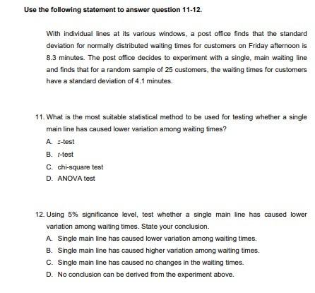 Solved Use the following statement to answer question 11-12. | Chegg.com