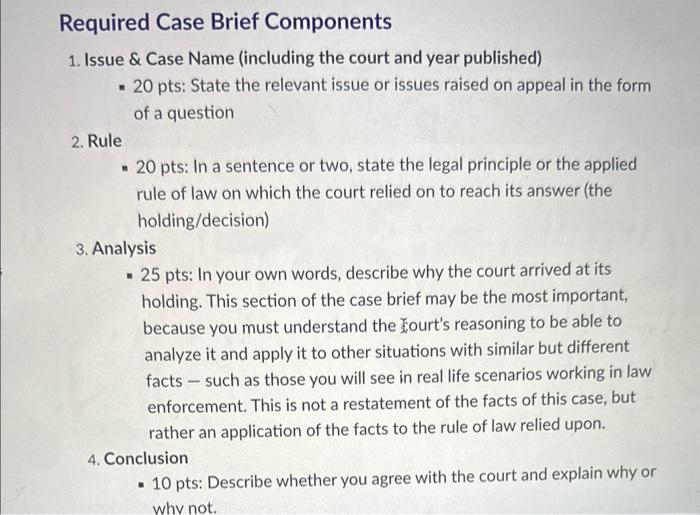 i need a law case brief with citations for the case | Chegg.com