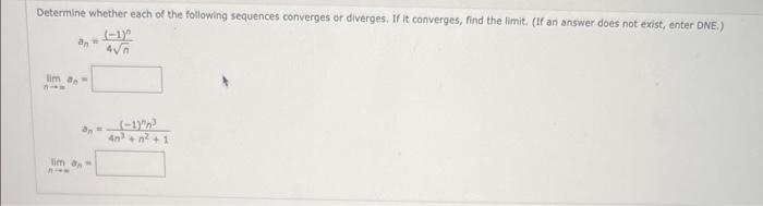 Solved Determine whether each of the following sequences | Chegg.com
